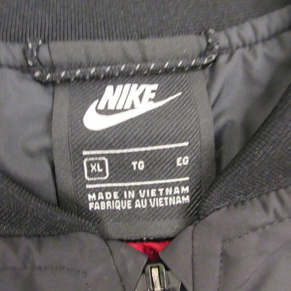 Nike Boys Aviator Bomber Jacket size XL nylon Pilot Flyers Black Red Big Kids - Picture 3 of 10